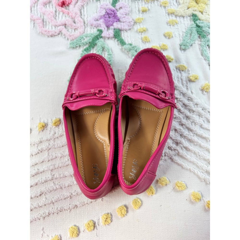 Shosh Womens Hot Pink Bit Driving Loafers Moc Toe Slip On Flats SY76 Size 7.5